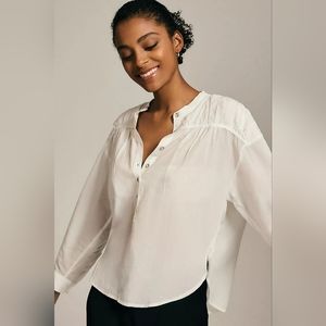 Anthropologie NWT pleated white blouse M